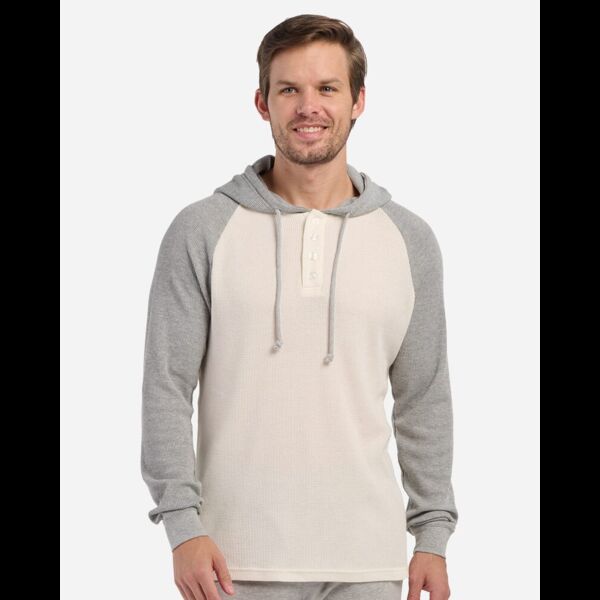 Unisex Waffle Knit Pullover Hooded Long Sleeve T-Shirt Thumbnail