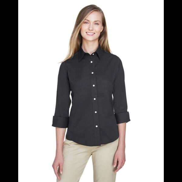 Women's Perfect Fit™ Three-Quarter Sleeve Stretch Poplin Dress Shirt Thumbnail