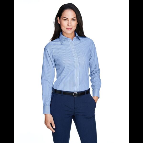 Women's Crown Collection® Banker Stripe Woven Dress Shirt Thumbnail
