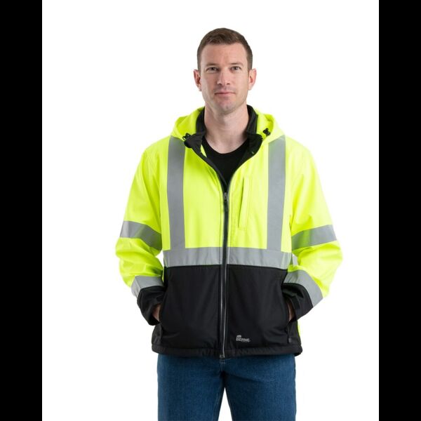 Men's Hi-Vis Class 3 Hooded Soft Shell Jacket Thumbnail
