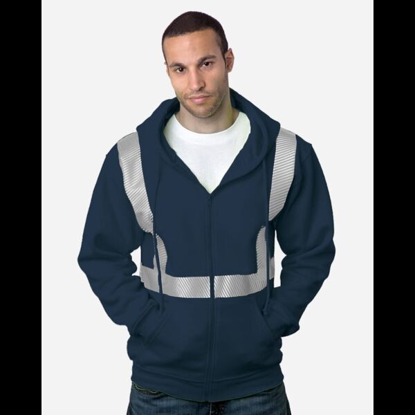 USA-Made Hi-Visibility Full-Zip Hooded Sweatshirt - Segmented Tape Thumbnail